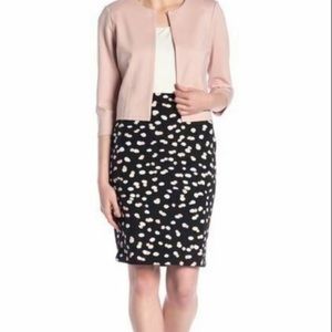 NWT Philosophy Women’s Black Beige Polka Dot Print Pencil Skirt  Size 10